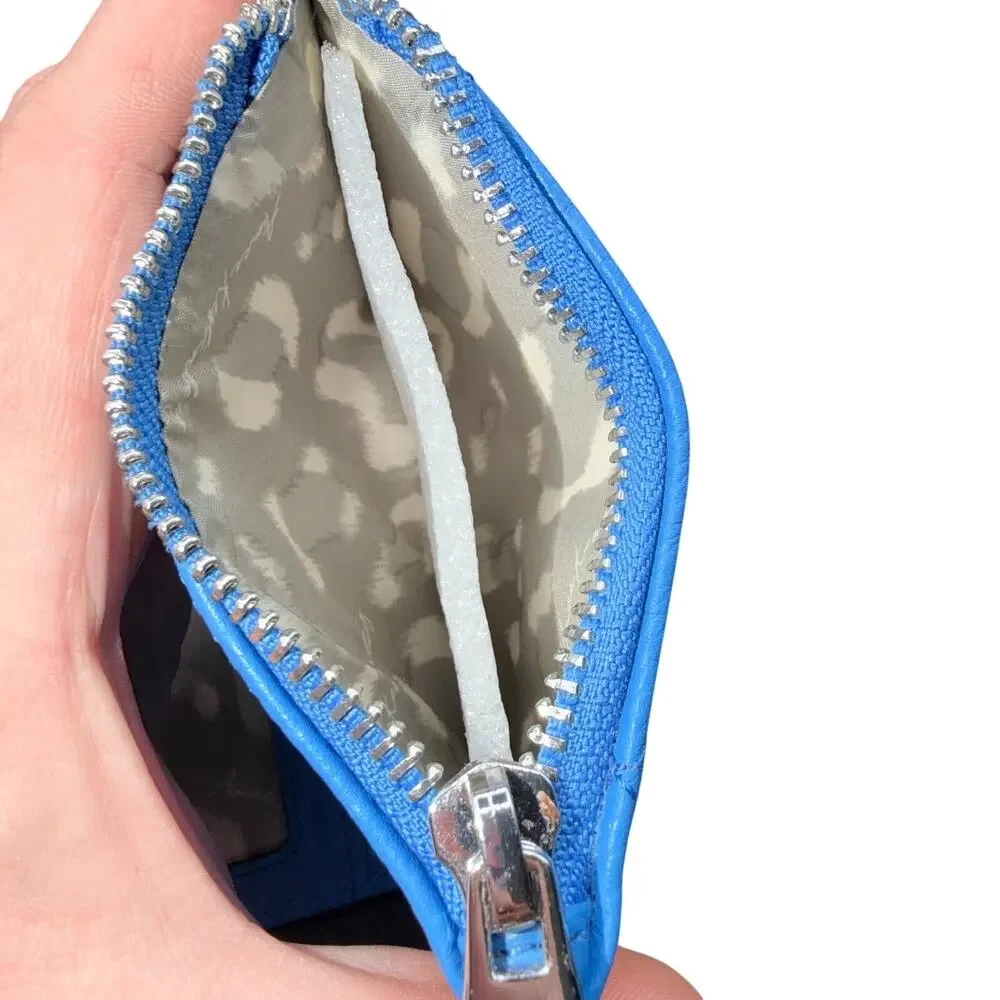 Aimee Kestenberg Blue Leather Zip Around Wallet Card Case Coin Purse